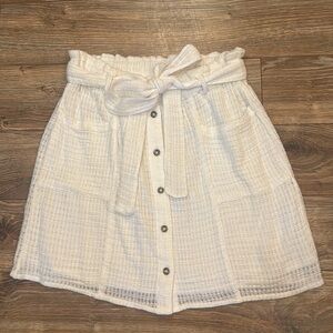 NWOT Aerie Paperbag High Waist Skirt  White Linen womens XS